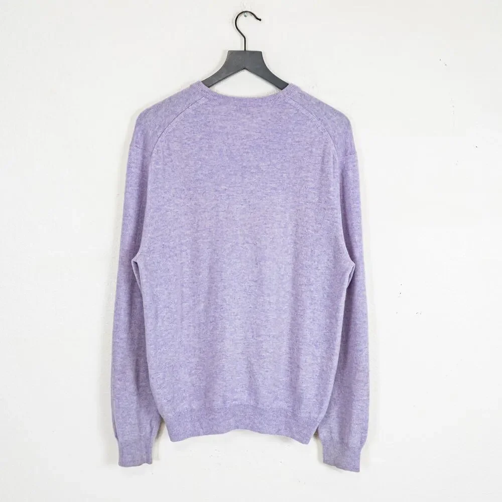 N. PEAL Men's Burlington V Neck Cashmere Sweater Lavender sz Large